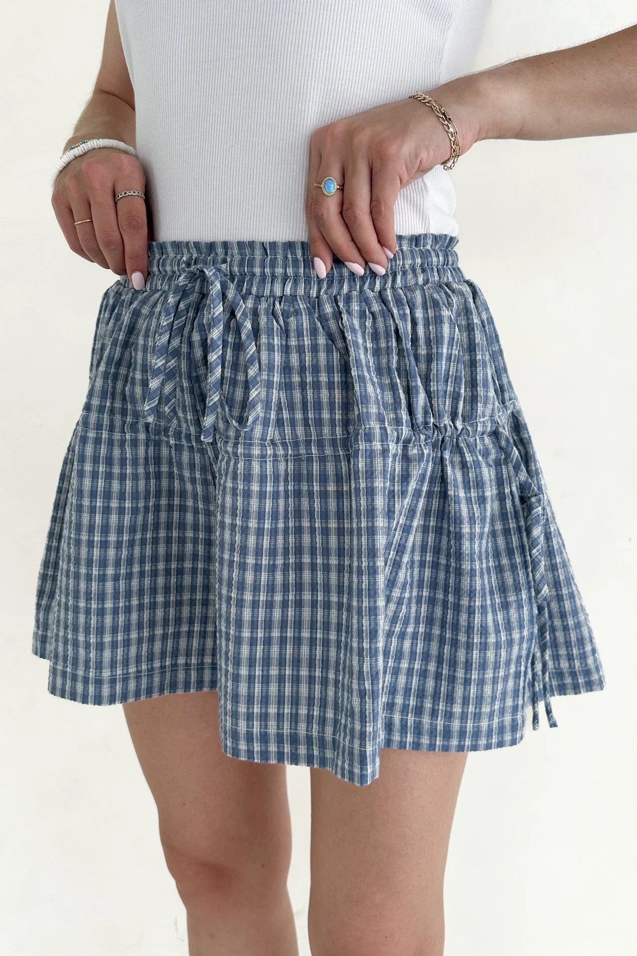 Wren Wide Leg Plaid Drawstring Shorts - Image 2