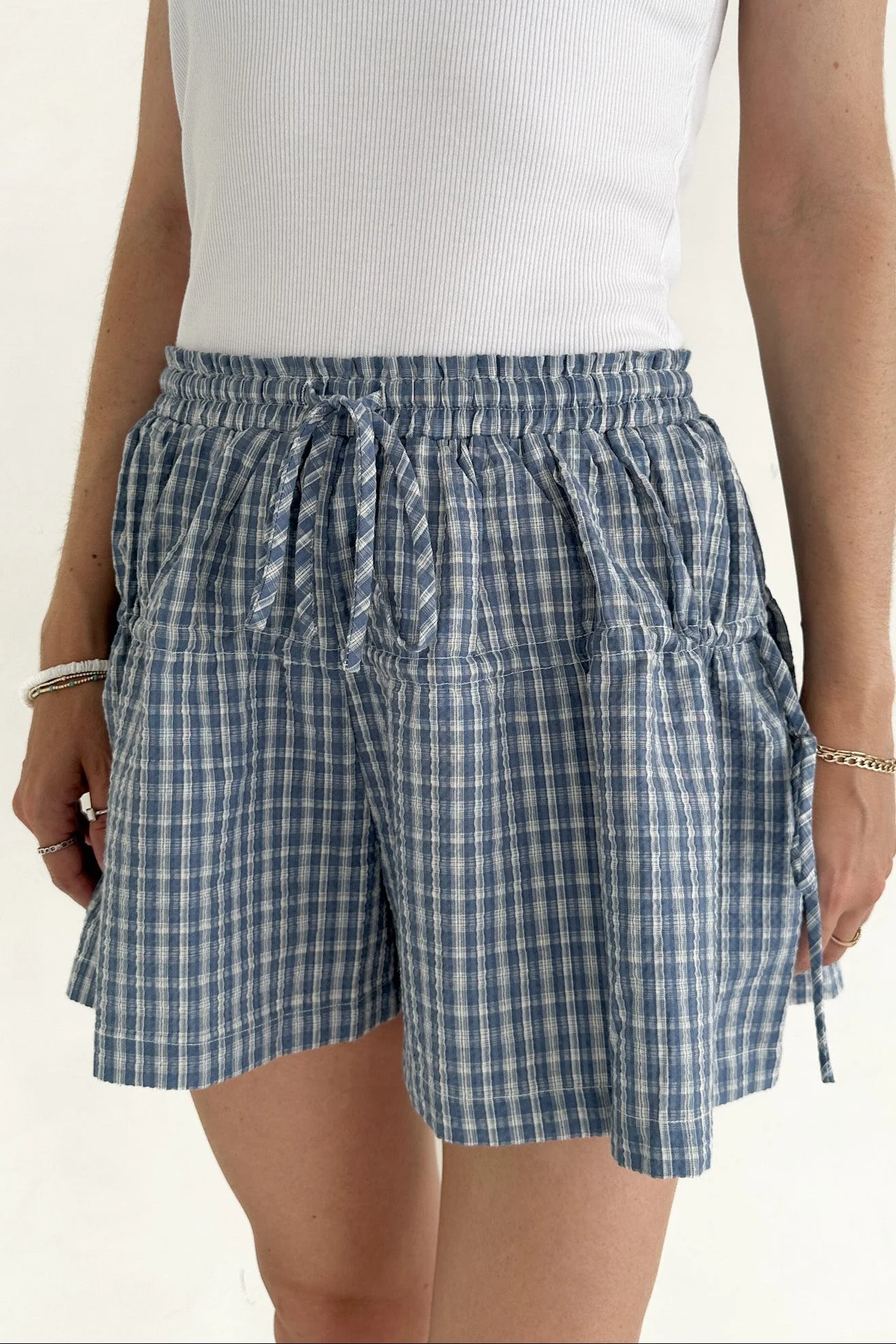 Wren Wide Leg Plaid Drawstring Shorts - Image 5